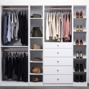 white shelves custom closet
